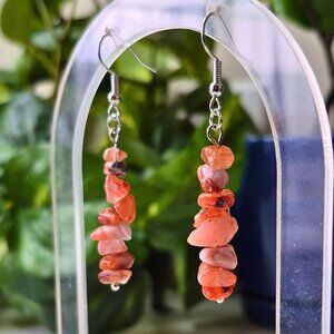 RED AGATE Crystal Dangle Earrings